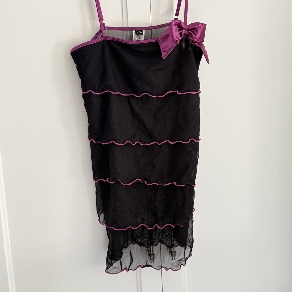 Vintage Morbid Threads Y2K Mesh Tired Ruffle Cami Slip DressTop Whimsygoth Fairy - Picture 2 of 9